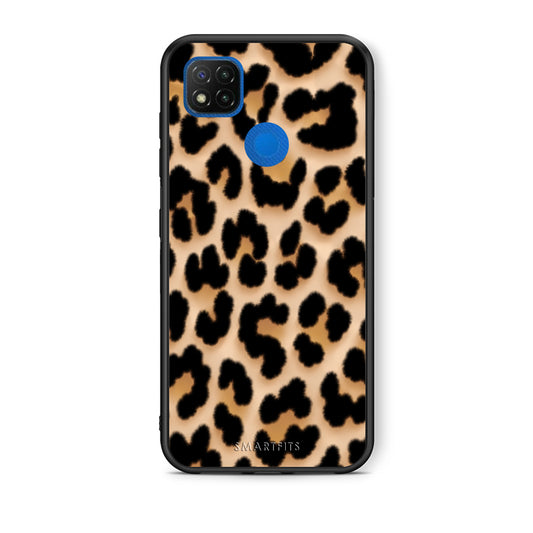 Θήκη Xiaomi Redmi 9C Leopard Print Tan Large από τη Smartfits με σχέδιο στο πίσω μέρος και μαύρο περίβλημα | Xiaomi Redmi 9C Leopard Print Tan Large case with colorful back and black bezels