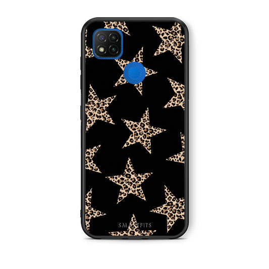 Θήκη Xiaomi Redmi 9C Leopard Stars on Black από τη Smartfits με σχέδιο στο πίσω μέρος και μαύρο περίβλημα | Xiaomi Redmi 9C Leopard Stars on Black case with colorful back and black bezels