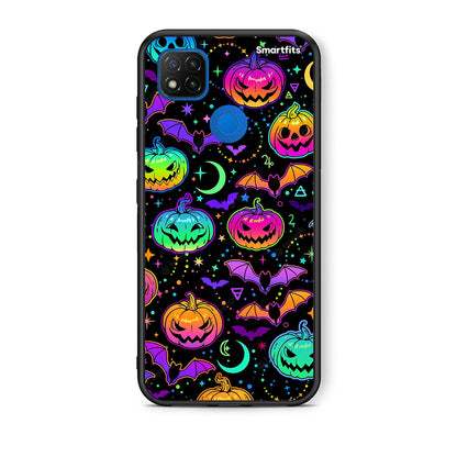 Θήκη Xiaomi Redmi 9C Neon Halloween από τη Smartfits με σχέδιο στο πίσω μέρος και μαύρο περίβλημα | Xiaomi Redmi 9C Neon Halloween case with colorful back and black bezels