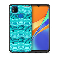 Thumbnail for Θήκη Xiaomi Redmi 9C Swimming Dolphins από τη Smartfits με σχέδιο στο πίσω μέρος και μαύρο περίβλημα | Xiaomi Redmi 9C Swimming Dolphins case with colorful back and black bezels