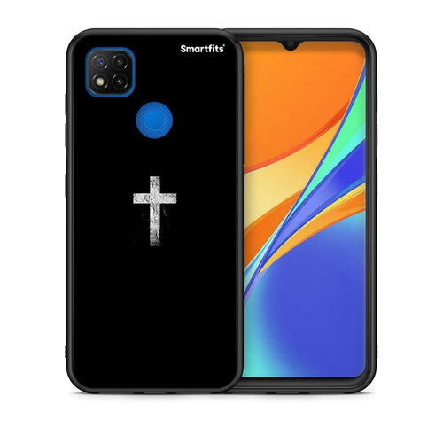 Θήκη Xiaomi Redmi 9C White Cross από τη Smartfits με σχέδιο στο πίσω μέρος και μαύρο περίβλημα | Xiaomi Redmi 9C White Cross case with colorful back and black bezels