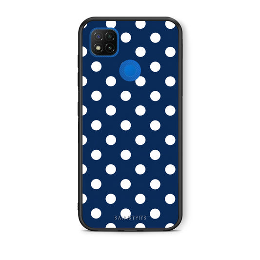 Θήκη Xiaomi Redmi 9C White Large Polka Dots on Navy από τη Smartfits με σχέδιο στο πίσω μέρος και μαύρο περίβλημα | Xiaomi Redmi 9C White Large Polka Dots on Navy case with colorful back and black bezels