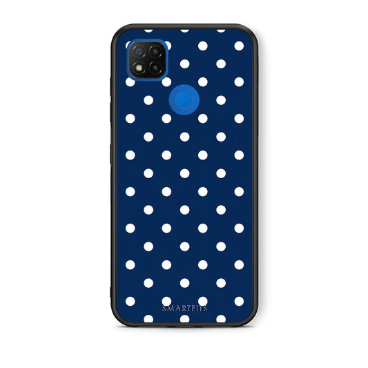 Θήκη Xiaomi Redmi 9C White Small Polka Dots on Navy από τη Smartfits με σχέδιο στο πίσω μέρος και μαύρο περίβλημα | Xiaomi Redmi 9C White Small Polka Dots on Navy case with colorful back and black bezels