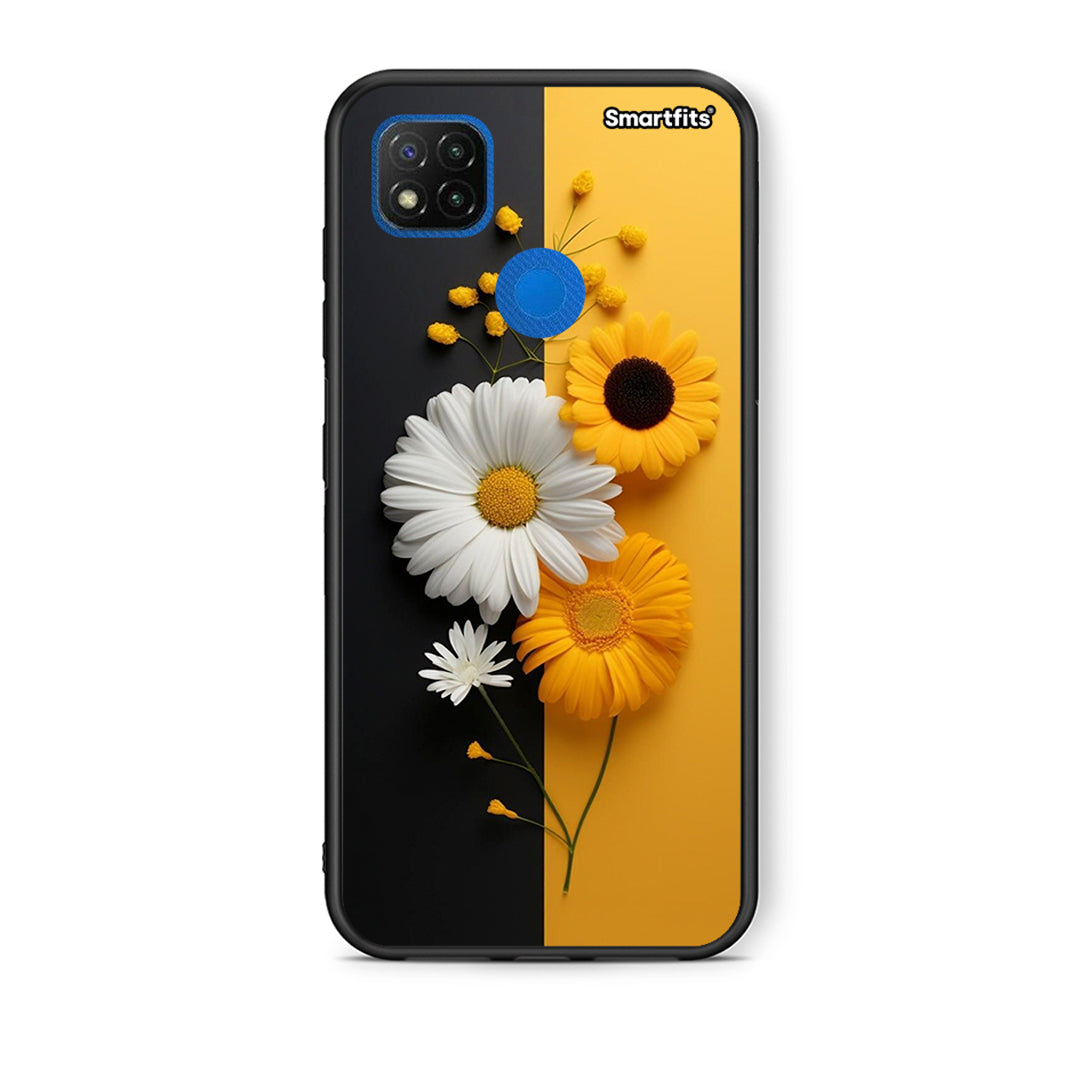 Θήκη Xiaomi Redmi 9C Yellow Daisies από τη Smartfits με σχέδιο στο πίσω μέρος και μαύρο περίβλημα | Xiaomi Redmi 9C Yellow Daisies case with colorful back and black bezels