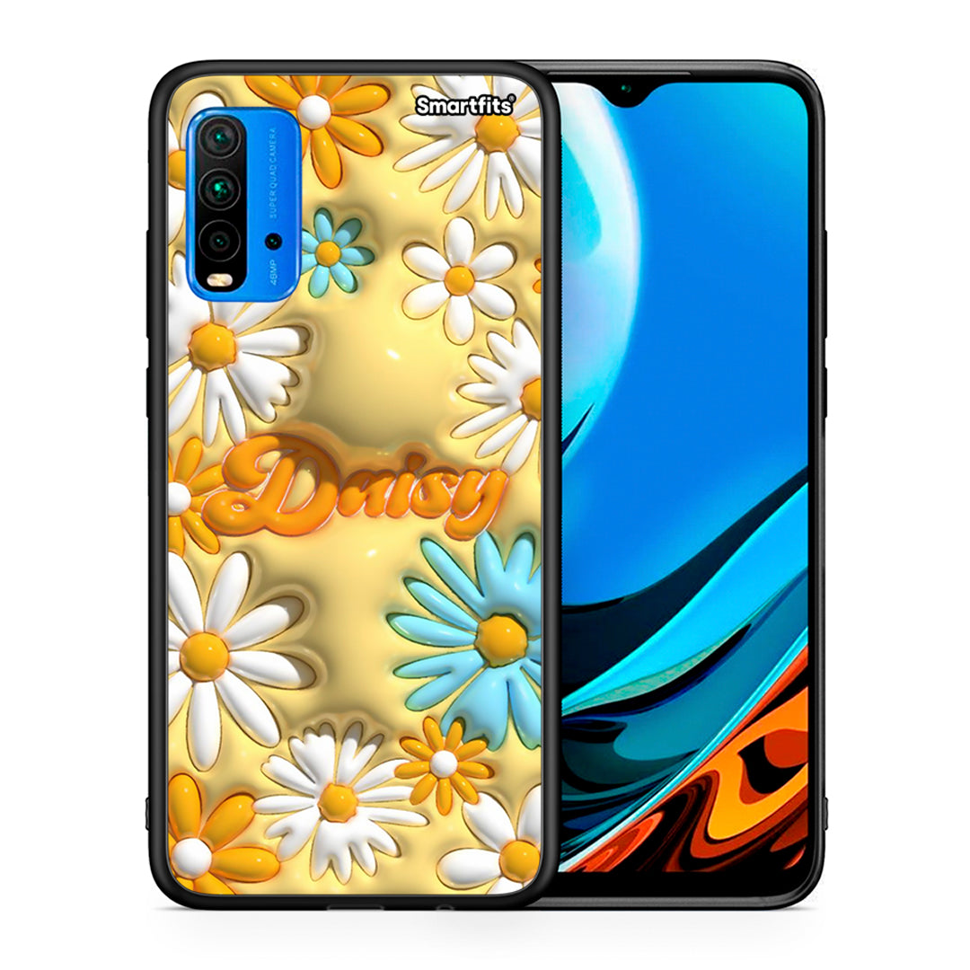 Θήκη Xiaomi Redmi 9T Bubble Daisies από τη Smartfits με σχέδιο στο πίσω μέρος και μαύρο περίβλημα | Xiaomi Redmi 9T Bubble Daisies case with colorful back and black bezels