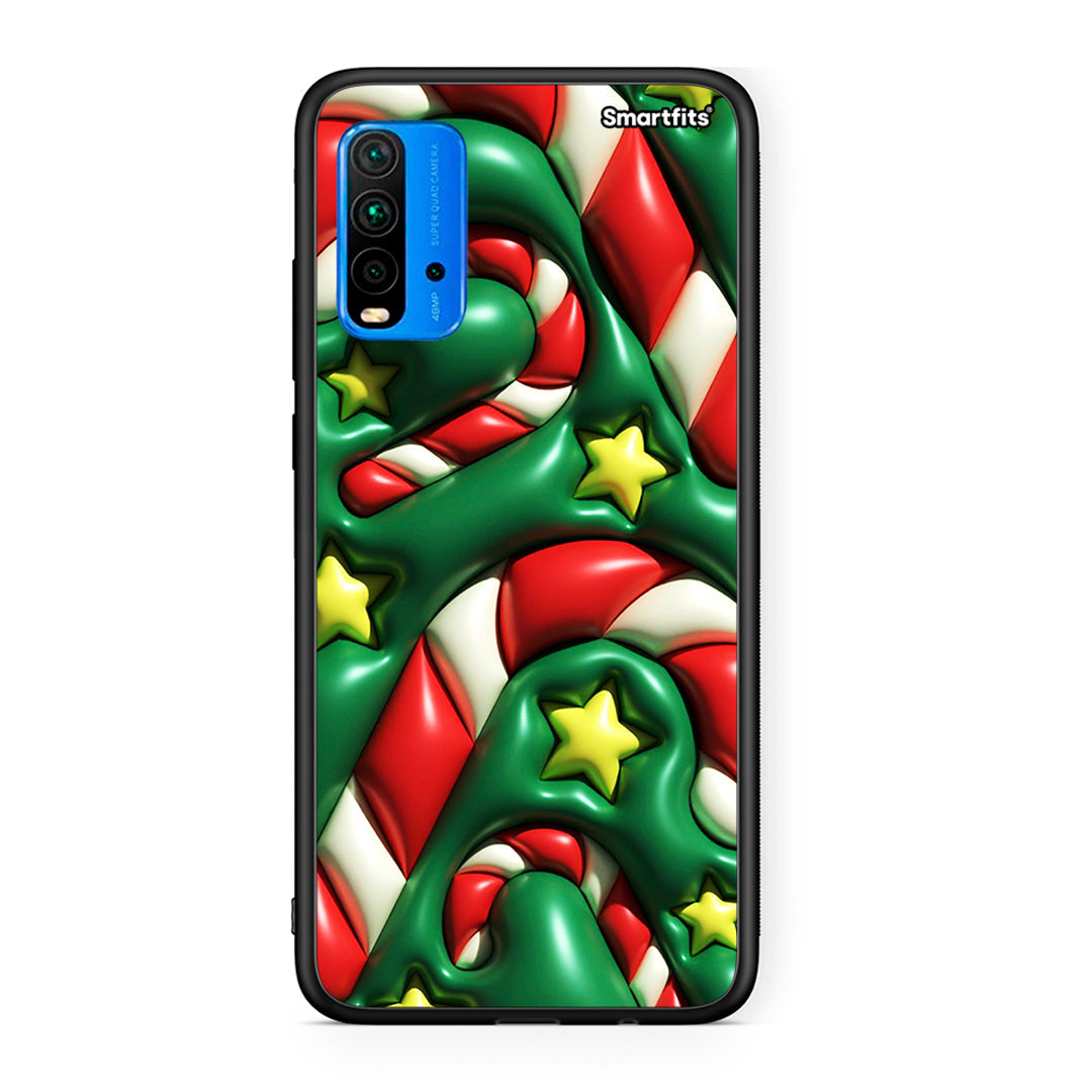 Xiaomi Redmi 9T Christmas Bubbles θήκη από τη Smartfits με σχέδιο στο πίσω μέρος και μαύρο περίβλημα | Smartphone case with colorful back and black bezels by Smartfits