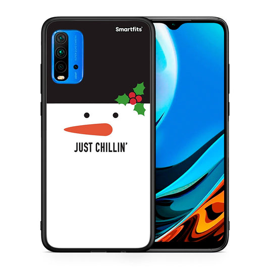 Θήκη Xiaomi Redmi 9T Christmas Chillin από τη Smartfits με σχέδιο στο πίσω μέρος και μαύρο περίβλημα | Xiaomi Redmi 9T Christmas Chillin case with colorful back and black bezels