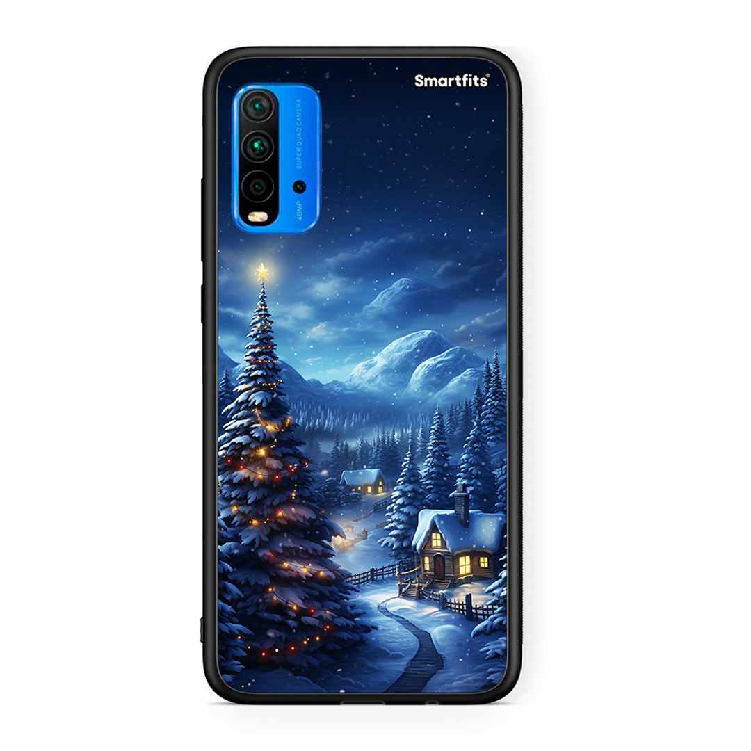 Xiaomi Redmi 9T Christmas Scenery θήκη από τη Smartfits με σχέδιο στο πίσω μέρος και μαύρο περίβλημα | Smartphone case with colorful back and black bezels by Smartfits