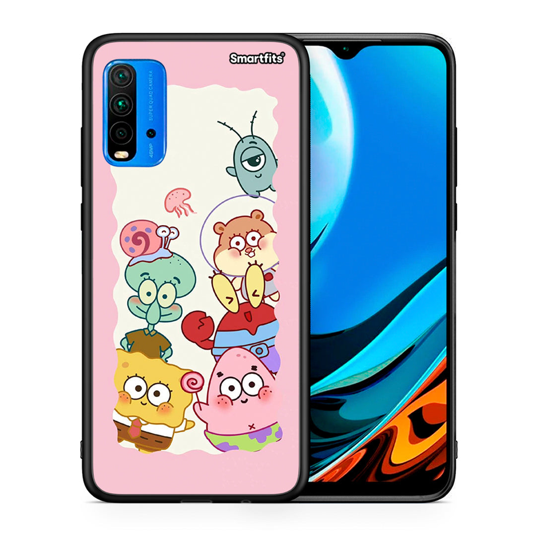 Θήκη Xiaomi Redmi 9T Cute Companion από τη Smartfits με σχέδιο στο πίσω μέρος και μαύρο περίβλημα | Xiaomi Redmi 9T Cute Companion case with colorful back and black bezels