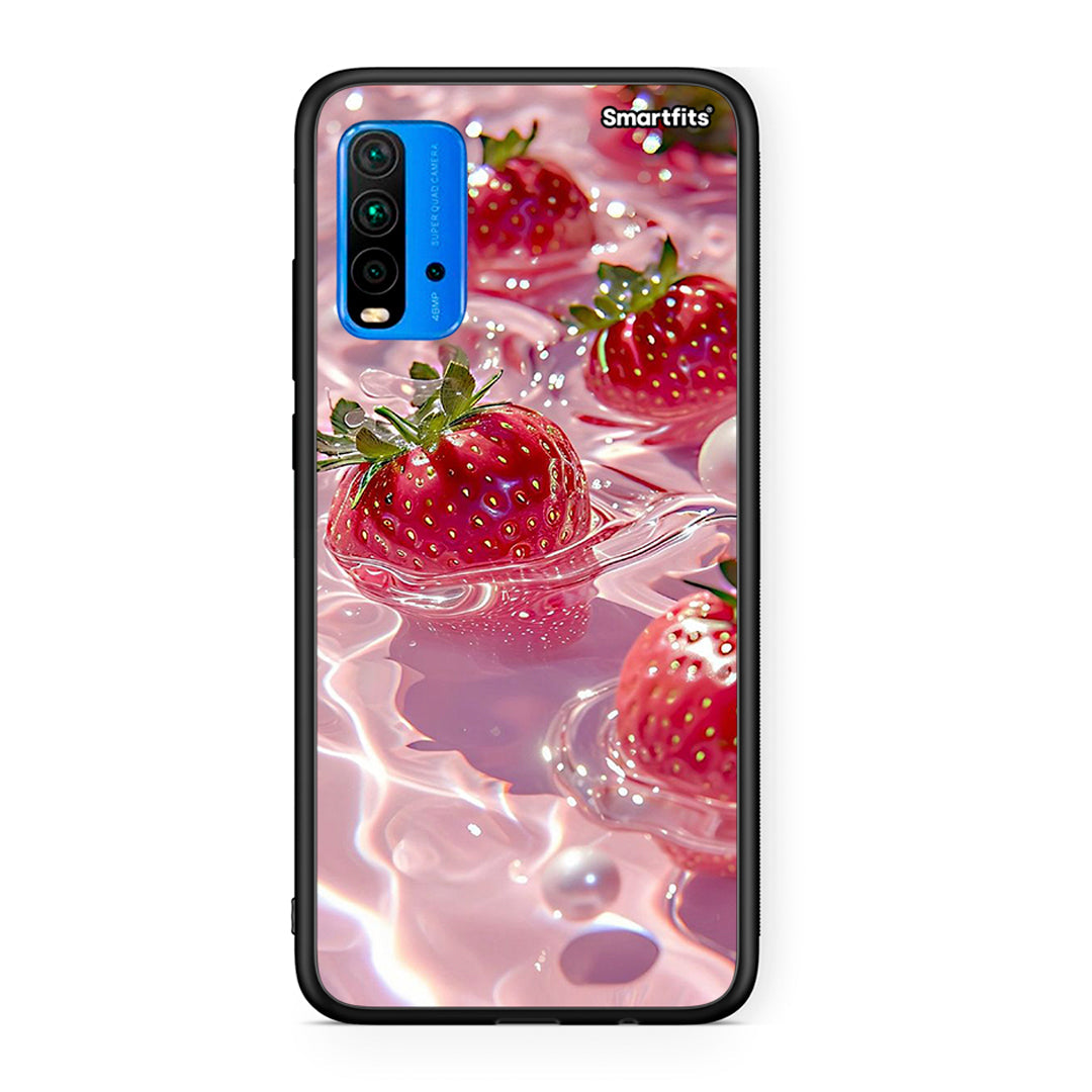 Xiaomi Redmi 9T Juicy Strawberries θήκη από τη Smartfits με σχέδιο στο πίσω μέρος και μαύρο περίβλημα | Smartphone case with colorful back and black bezels by Smartfits