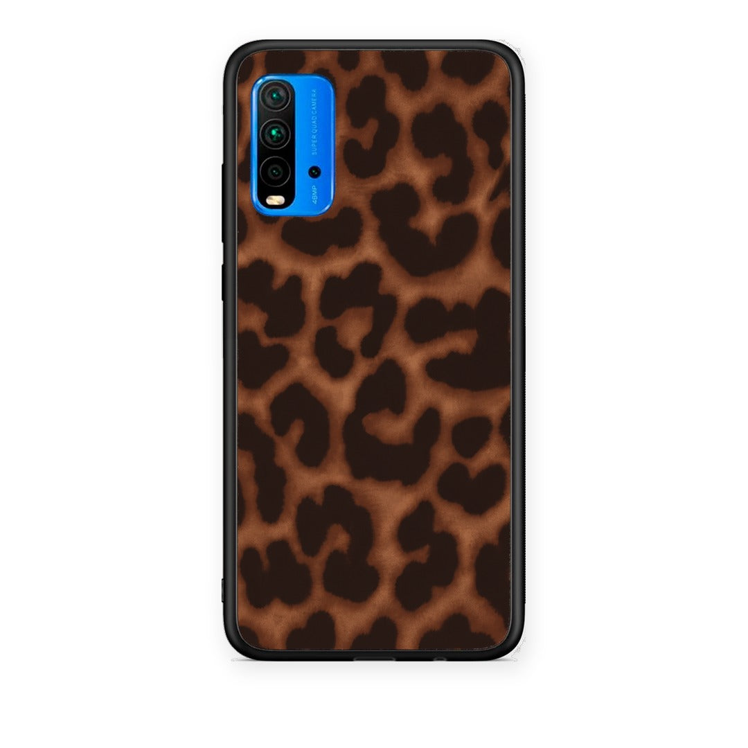 Θήκη Xiaomi Redmi 9T Leopard Print Dark Brown από τη Smartfits με σχέδιο στο πίσω μέρος και μαύρο περίβλημα | Xiaomi Redmi 9T Leopard Print Dark Brown case with colorful back and black bezels