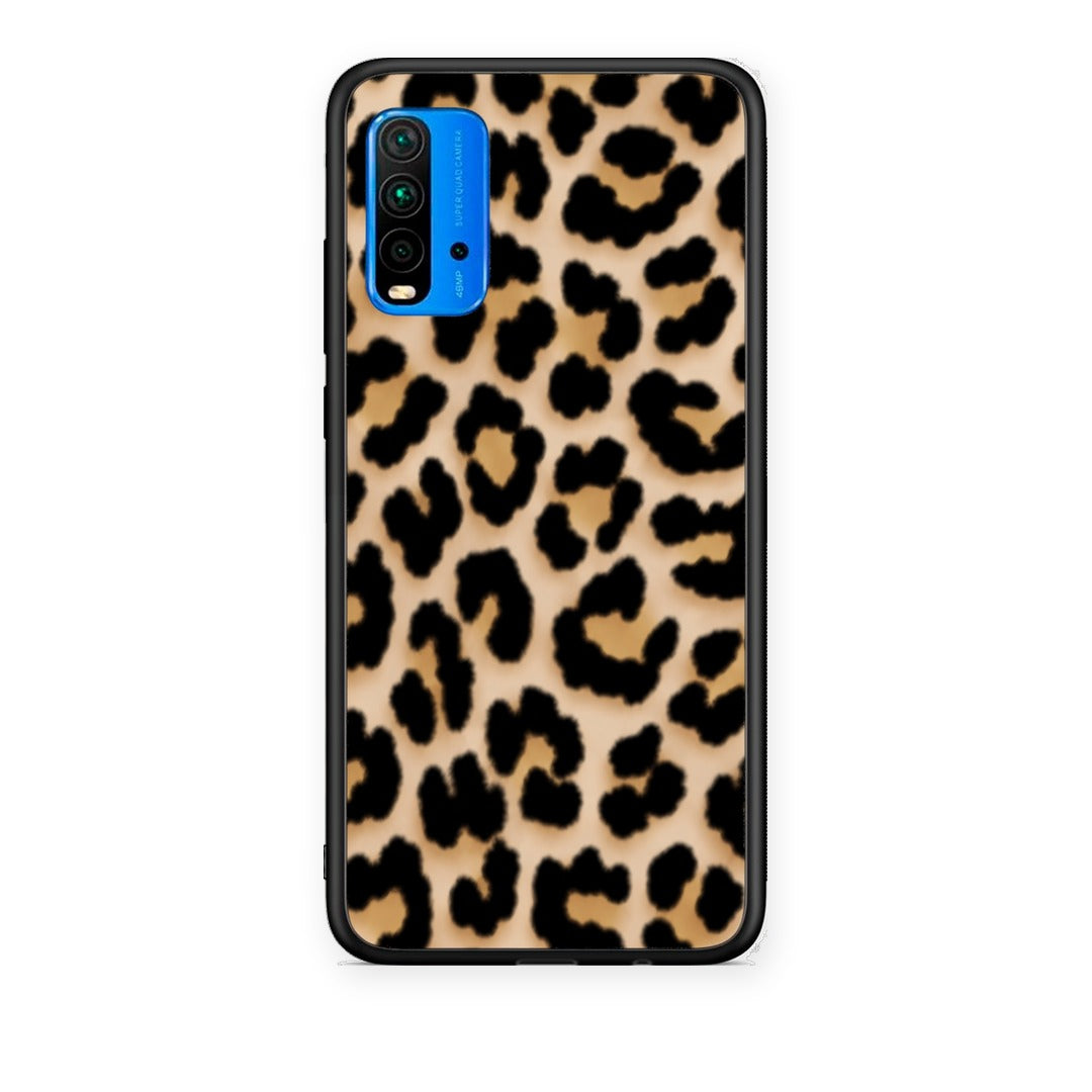 Θήκη Xiaomi Redmi 9T Leopard Print Tan Small από τη Smartfits με σχέδιο στο πίσω μέρος και μαύρο περίβλημα | Xiaomi Redmi 9T Leopard Print Tan Small case with colorful back and black bezels