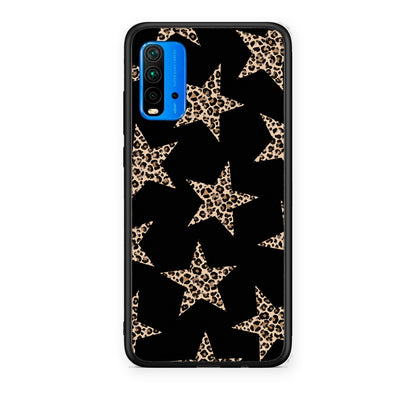 Θήκη Xiaomi Redmi 9T Leopard Stars on Black από τη Smartfits με σχέδιο στο πίσω μέρος και μαύρο περίβλημα | Xiaomi Redmi 9T Leopard Stars on Black case with colorful back and black bezels