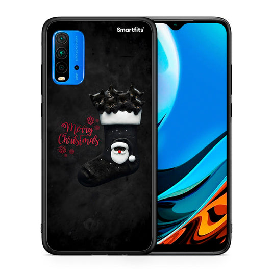 Θήκη Xiaomi Redmi 9T Merry Cat Christmas από τη Smartfits με σχέδιο στο πίσω μέρος και μαύρο περίβλημα | Xiaomi Redmi 9T Merry Cat Christmas case with colorful back and black bezels