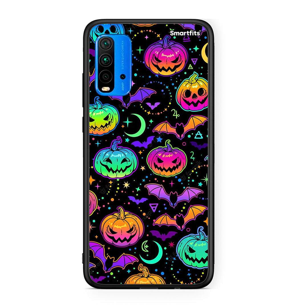 Xiaomi Redmi 9T Neon Halloween θήκη από τη Smartfits με σχέδιο στο πίσω μέρος και μαύρο περίβλημα | Smartphone case with colorful back and black bezels by Smartfits