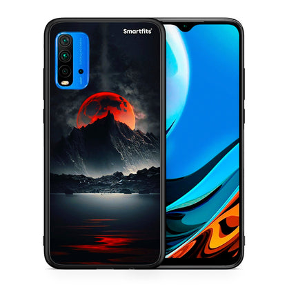 Θήκη Xiaomi Redmi 9T Red Full Moon από τη Smartfits με σχέδιο στο πίσω μέρος και μαύρο περίβλημα | Xiaomi Redmi 9T Red Full Moon case with colorful back and black bezels