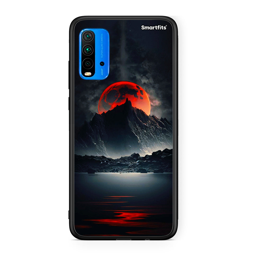 Xiaomi Poco M3 Red Full Moon θήκη από τη Smartfits με σχέδιο στο πίσω μέρος και μαύρο περίβλημα | Smartphone case with colorful back and black bezels by Smartfits