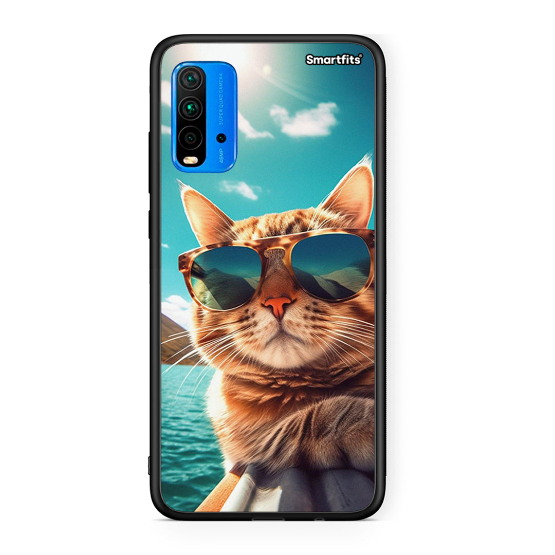 Xiaomi Poco M3 Summer Cat θήκη από τη Smartfits με σχέδιο στο πίσω μέρος και μαύρο περίβλημα | Smartphone case with colorful back and black bezels by Smartfits