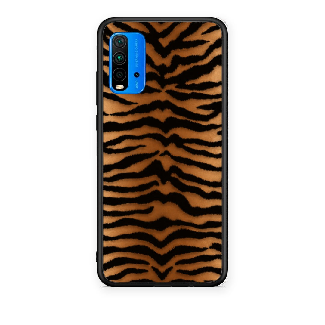 Θήκη Xiaomi Redmi 9T Tiger Print Orange and Black από τη Smartfits με σχέδιο στο πίσω μέρος και μαύρο περίβλημα | Xiaomi Redmi 9T Tiger Print Orange and Black case with colorful back and black bezels