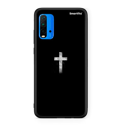 Xiaomi Redmi 9T White Cross θήκη από τη Smartfits με σχέδιο στο πίσω μέρος και μαύρο περίβλημα | Smartphone case with colorful back and black bezels by Smartfits