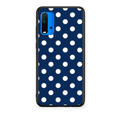 Θήκη Xiaomi Poco M3 White Large Polka Dots on Navy από τη Smartfits με σχέδιο στο πίσω μέρος και μαύρο περίβλημα | Xiaomi Poco M3 White Large Polka Dots on Navy case with colorful back and black bezels