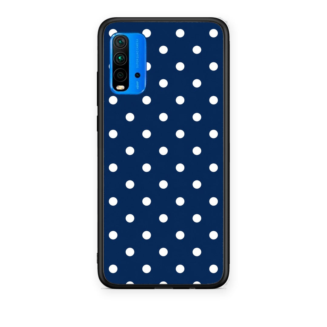Θήκη Xiaomi Poco M3 White Small Polka Dots on Navy από τη Smartfits με σχέδιο στο πίσω μέρος και μαύρο περίβλημα | Xiaomi Poco M3 White Small Polka Dots on Navy case with colorful back and black bezels