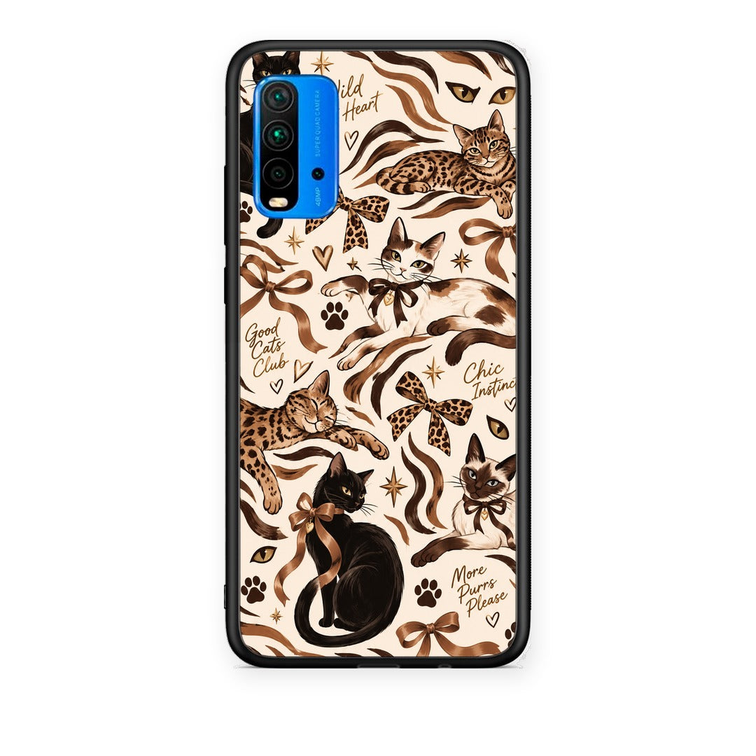 Θήκη Xiaomi Poco M3 Wild Cats and Animal Print Collage από τη Smartfits με σχέδιο στο πίσω μέρος και μαύρο περίβλημα | Xiaomi Poco M3 Wild Cats and Animal Print Collage case with colorful back and black bezels