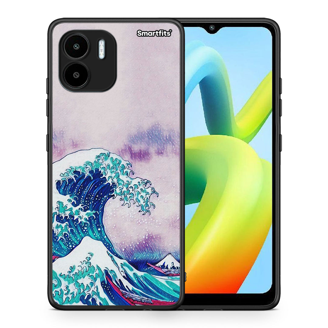 Θήκη Xiaomi Redmi A1 / A2 Blue Waves από τη Smartfits με σχέδιο στο πίσω μέρος και μαύρο περίβλημα | Xiaomi Redmi A1 / A2 Blue Waves Case with Colorful Back and Black Bezels