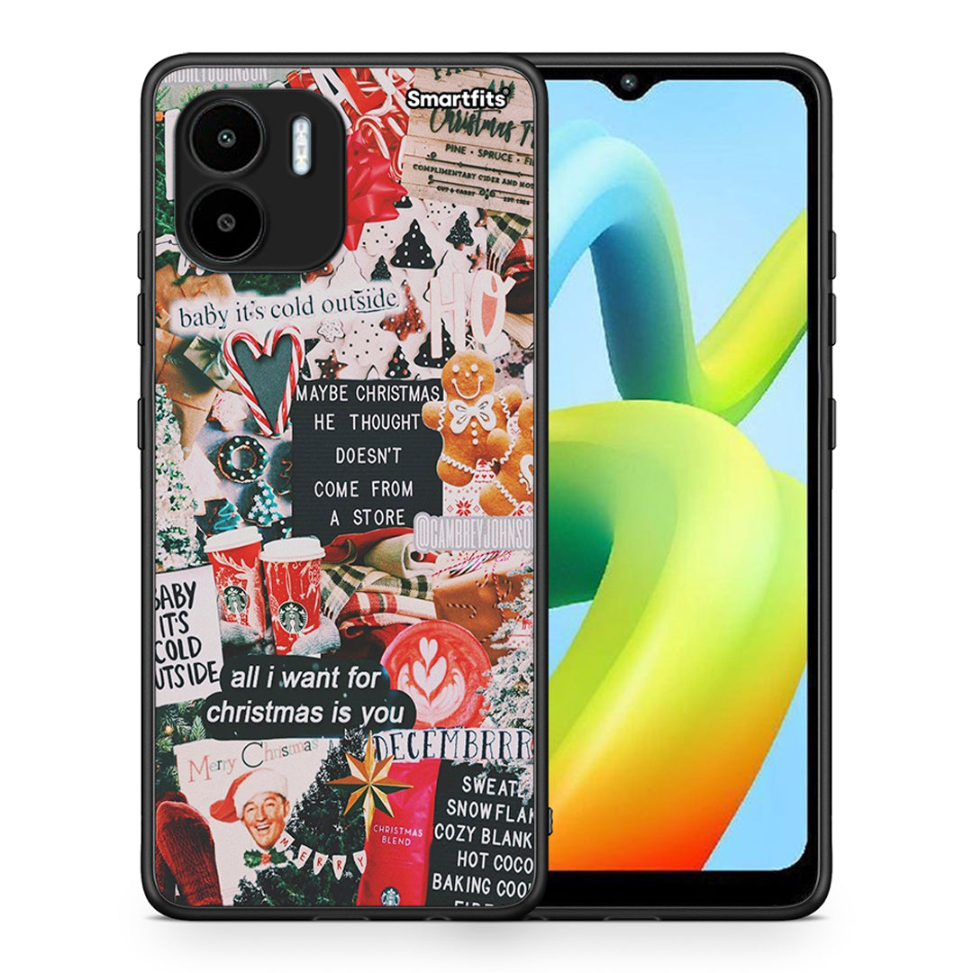 Θήκη Xiaomi Redmi A1 / A2 Christmas Happiness από τη Smartfits με σχέδιο στο πίσω μέρος και μαύρο περίβλημα | Xiaomi Redmi A1 / A2 Christmas Happiness Case with Colorful Back and Black Bezels