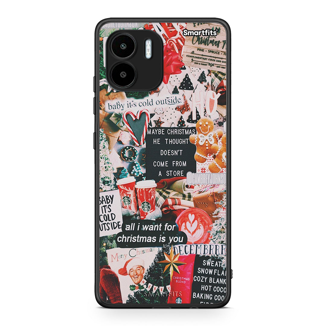 Θήκη Xiaomi Redmi A1 / A2 Christmas Happiness από τη Smartfits με σχέδιο στο πίσω μέρος και μαύρο περίβλημα | Xiaomi Redmi A1 / A2 Christmas Happiness Case with Colorful Back and Black Bezels