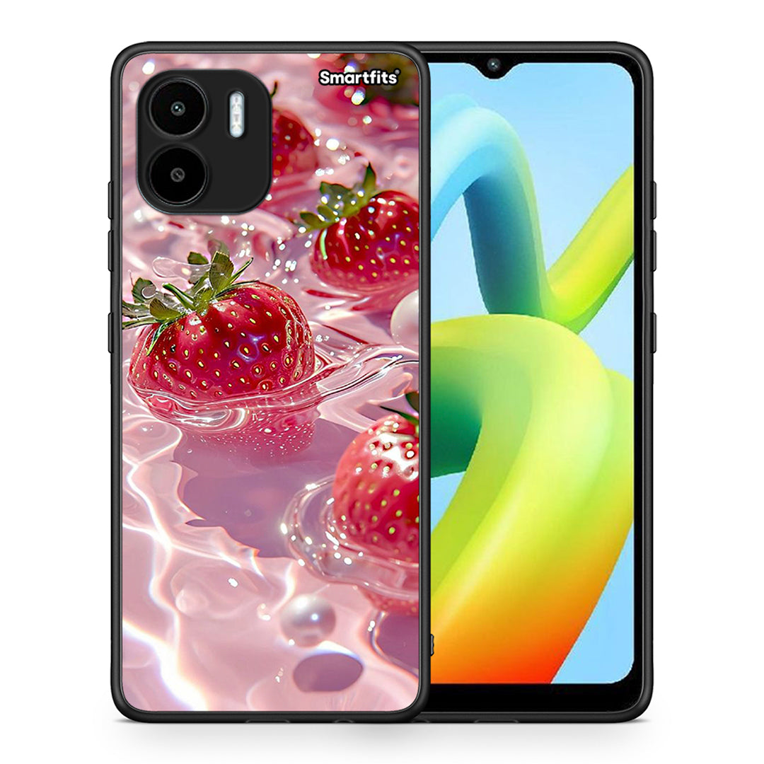 Θήκη Xiaomi Redmi A1 / A2 Juicy Strawberries από τη Smartfits με σχέδιο στο πίσω μέρος και μαύρο περίβλημα | Xiaomi Redmi A1 / A2 Juicy Strawberries Case with Colorful Back and Black Bezels