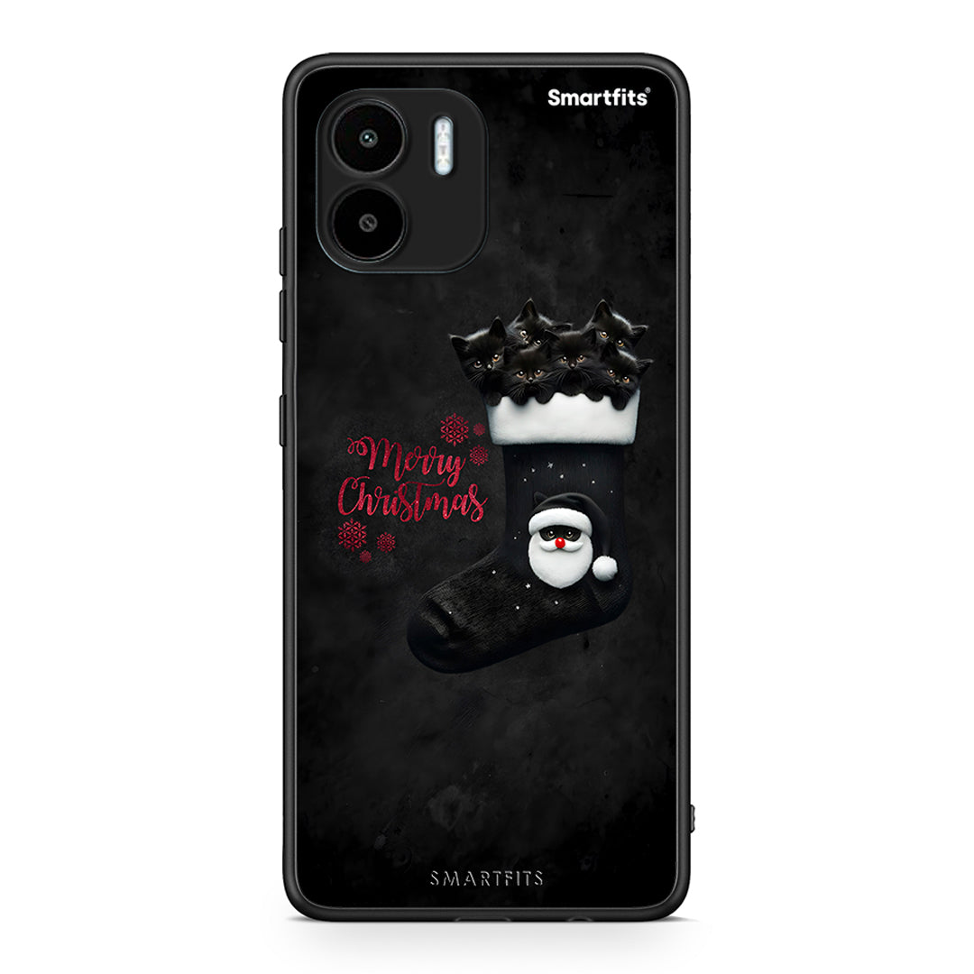 Θήκη Xiaomi Redmi A1 / A2 Merry Cat Christmas από τη Smartfits με σχέδιο στο πίσω μέρος και μαύρο περίβλημα | Xiaomi Redmi A1 / A2 Merry Cat Christmas Case with Colorful Back and Black Bezels