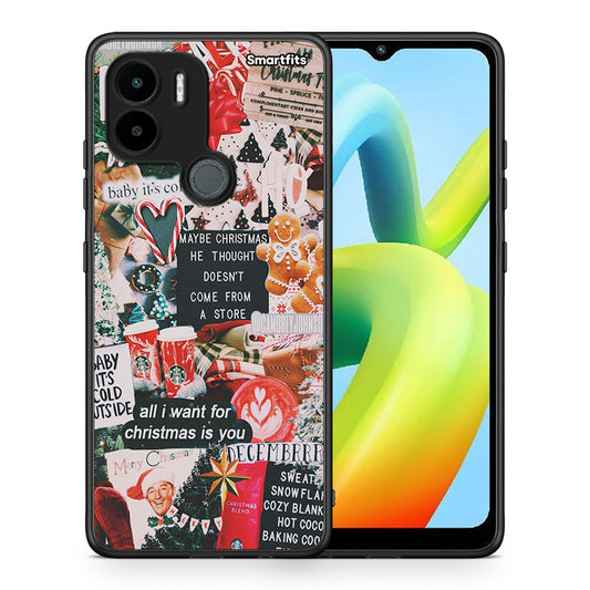 Θήκη Xiaomi Redmi A1+ / A2+ Christmas Happiness από τη Smartfits με σχέδιο στο πίσω μέρος και μαύρο περίβλημα | Xiaomi Redmi A1+ / A2+ Christmas Happiness Case with Colorful Back and Black Bezels