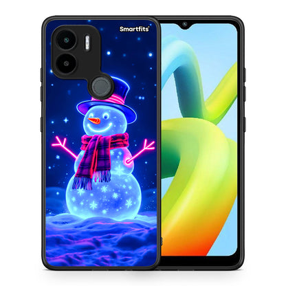 Θήκη Xiaomi Redmi A1+ / A2+ Christmas Neon Snowman από τη Smartfits με σχέδιο στο πίσω μέρος και μαύρο περίβλημα | Xiaomi Redmi A1+ / A2+ Christmas Neon Snowman Case with Colorful Back and Black Bezels