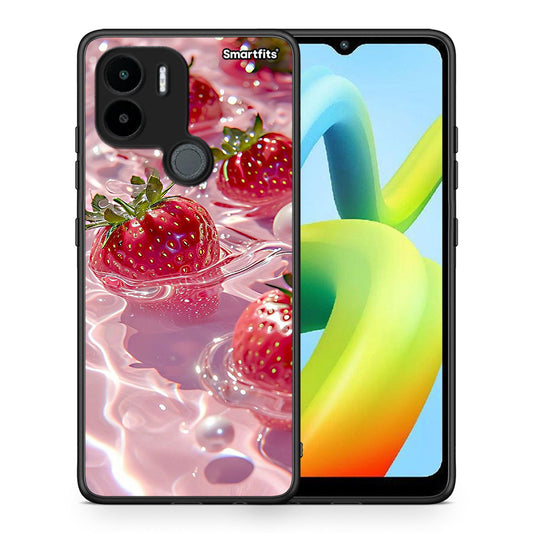 Θήκη Xiaomi Redmi A1+ / A2+ Juicy Strawberries από τη Smartfits με σχέδιο στο πίσω μέρος και μαύρο περίβλημα | Xiaomi Redmi A1+ / A2+ Juicy Strawberries Case with Colorful Back and Black Bezels