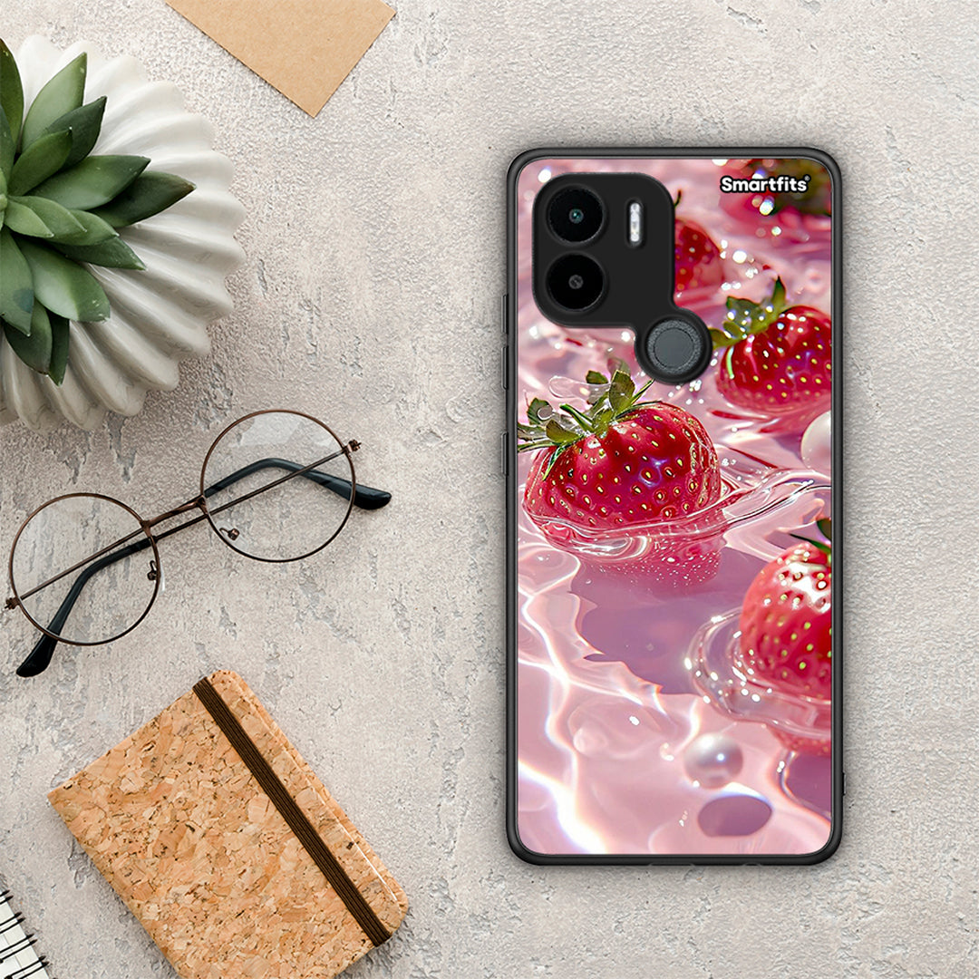 Θήκη Xiaomi Redmi A1+ / A2+ Juicy Strawberries από τη Smartfits με σχέδιο στο πίσω μέρος και μαύρο περίβλημα | Xiaomi Redmi A1+ / A2+ Juicy Strawberries Case with Colorful Back and Black Bezels