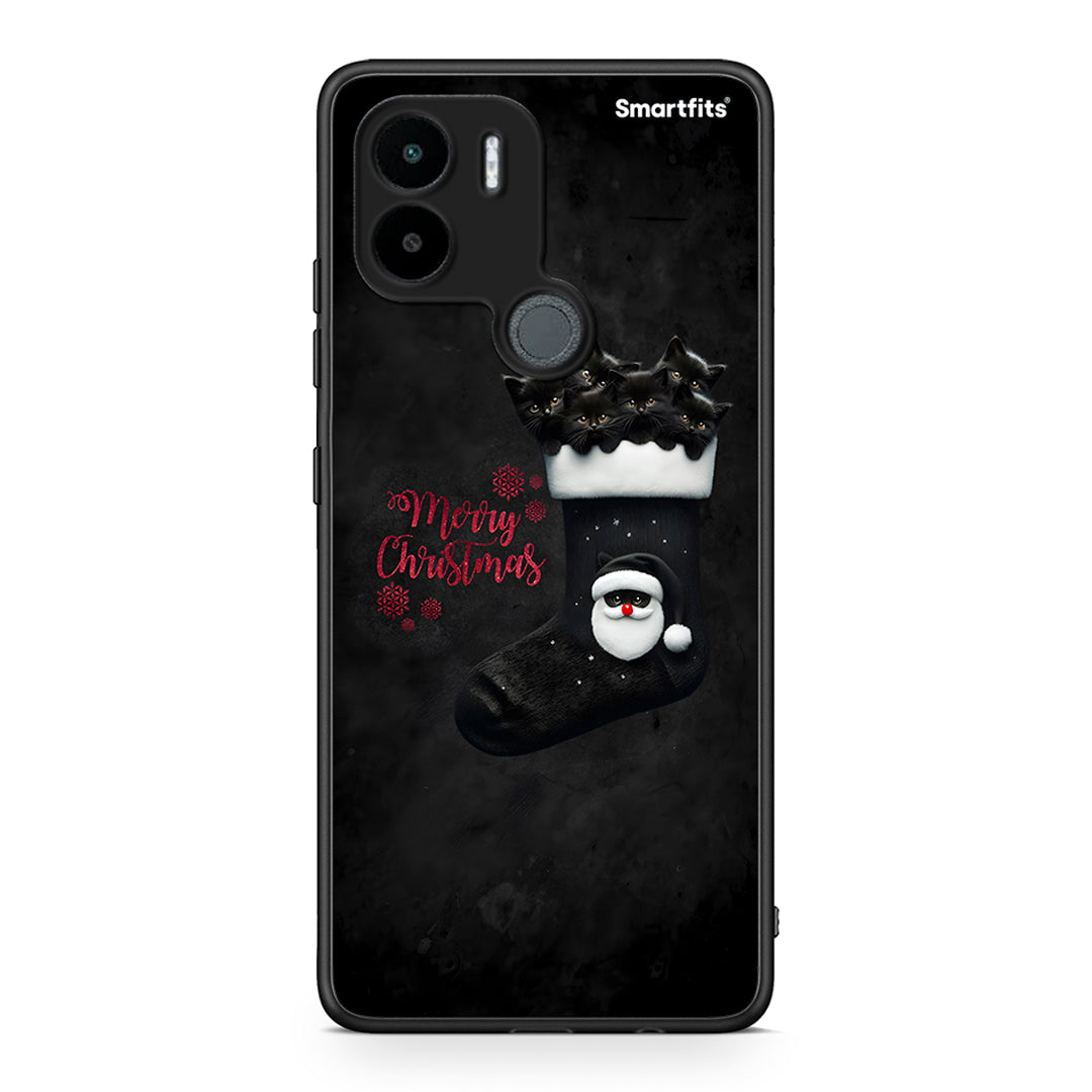 Θήκη Xiaomi Redmi A1+ / A2+ Merry Cat Christmas από τη Smartfits με σχέδιο στο πίσω μέρος και μαύρο περίβλημα | Xiaomi Redmi A1+ / A2+ Merry Cat Christmas Case with Colorful Back and Black Bezels