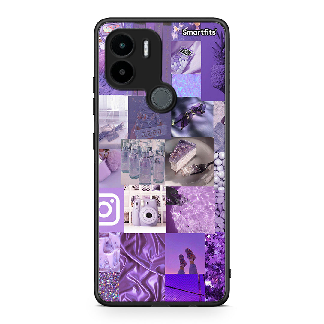 Θήκη Xiaomi Redmi A1+ / A2+ Purple Aesthetic Collage από τη Smartfits με σχέδιο στο πίσω μέρος και μαύρο περίβλημα | Xiaomi Redmi A1+ / A2+ Purple Aesthetic Collage Case with Colorful Back and Black Bezels