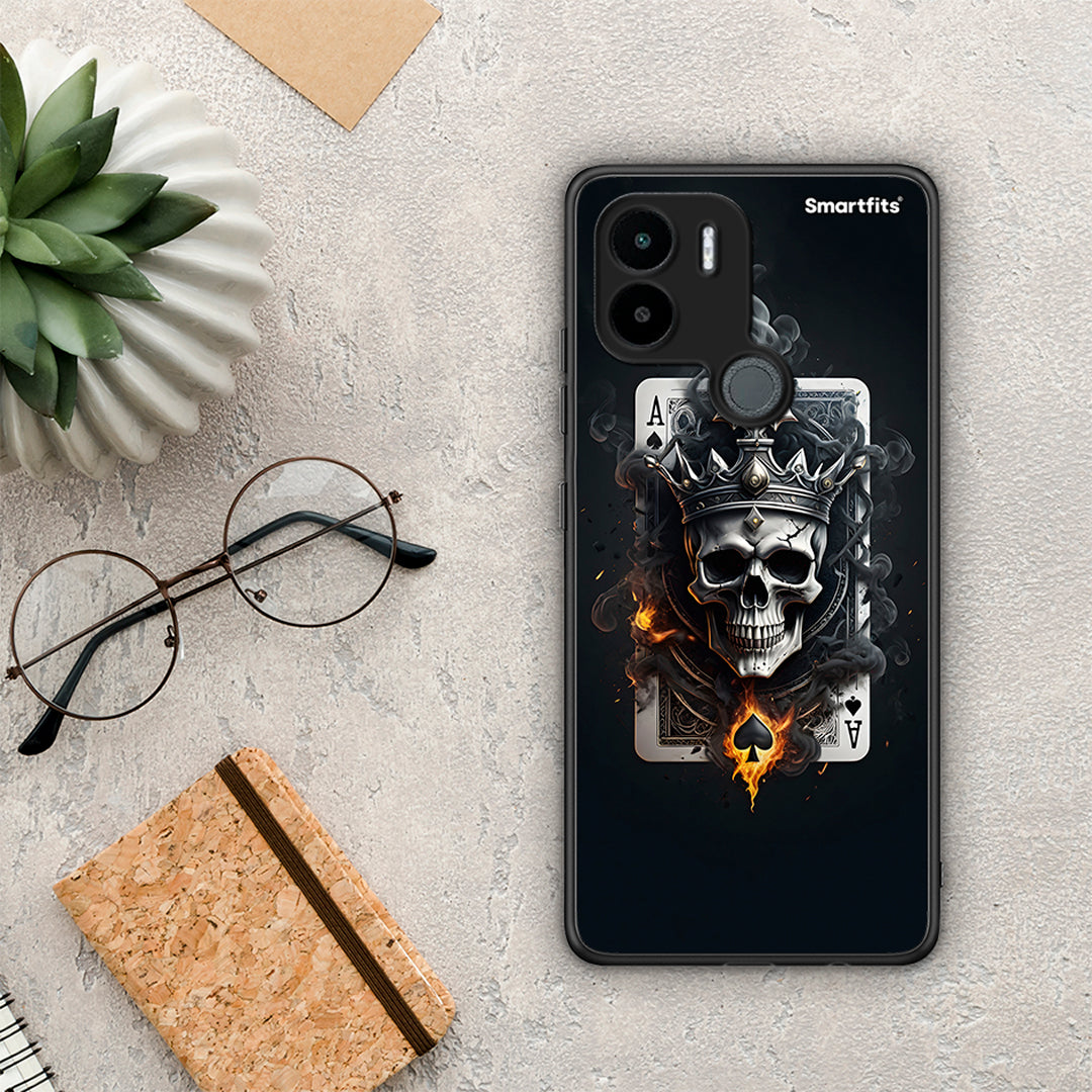 Θήκη Xiaomi Redmi A1+ / A2+ Skull King Ace από τη Smartfits με σχέδιο στο πίσω μέρος και μαύρο περίβλημα | Xiaomi Redmi A1+ / A2+ Skull King Ace Case with Colorful Back and Black Bezels