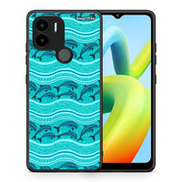 Thumbnail for Θήκη Xiaomi Redmi A1+ / A2+ Swimming Dolphins από τη Smartfits με σχέδιο στο πίσω μέρος και μαύρο περίβλημα | Xiaomi Redmi A1+ / A2+ Swimming Dolphins Case with Colorful Back and Black Bezels