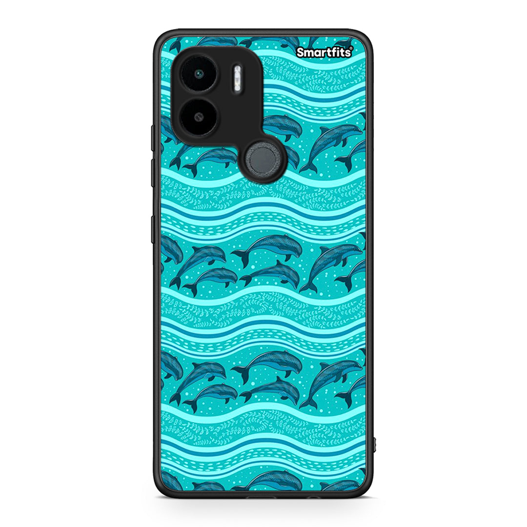 Θήκη Xiaomi Redmi A1+ / A2+ Swimming Dolphins από τη Smartfits με σχέδιο στο πίσω μέρος και μαύρο περίβλημα | Xiaomi Redmi A1+ / A2+ Swimming Dolphins Case with Colorful Back and Black Bezels