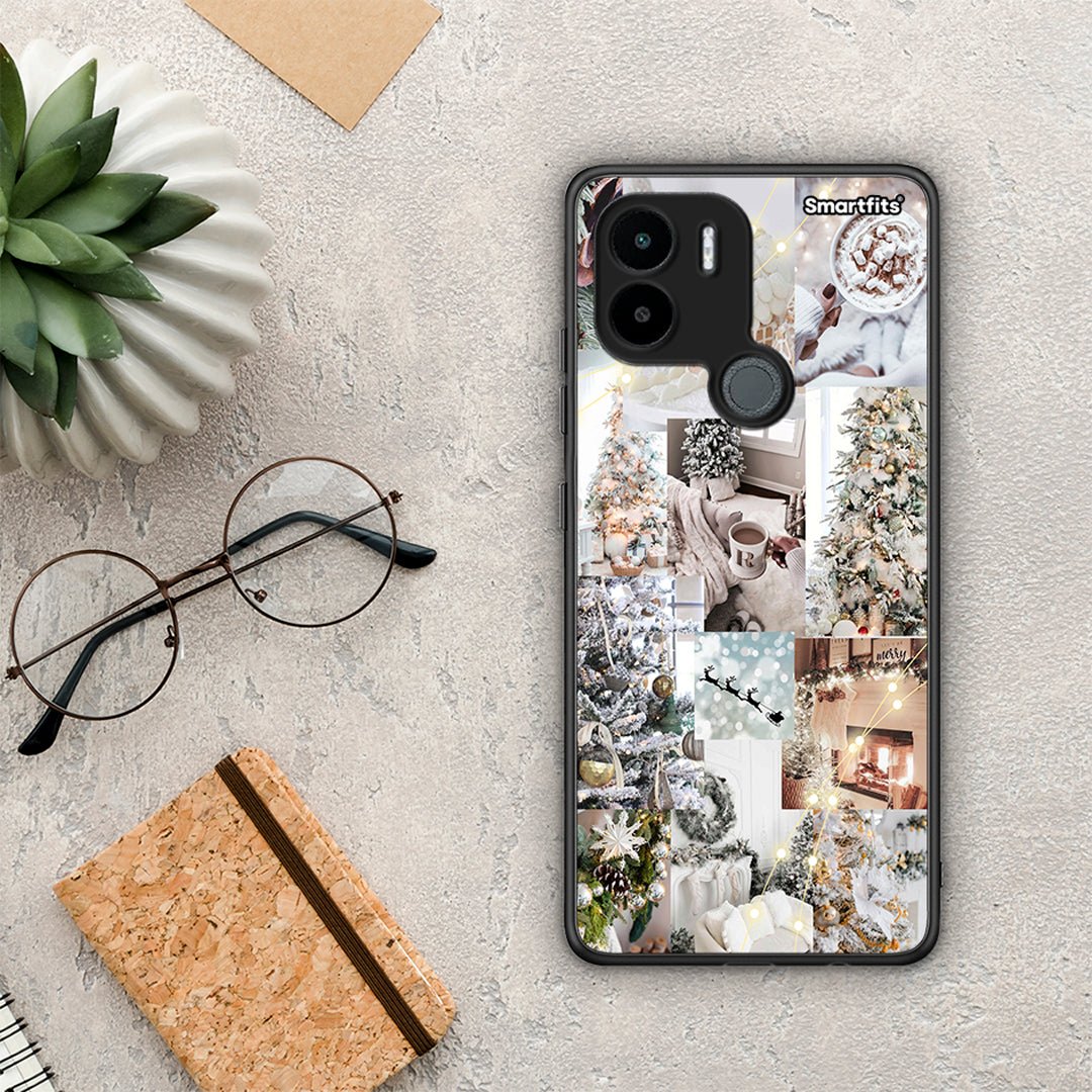 Θήκη Xiaomi Redmi A1+ / A2+ White Christmas από τη Smartfits με σχέδιο στο πίσω μέρος και μαύρο περίβλημα | Xiaomi Redmi A1+ / A2+ White Christmas Case with Colorful Back and Black Bezels