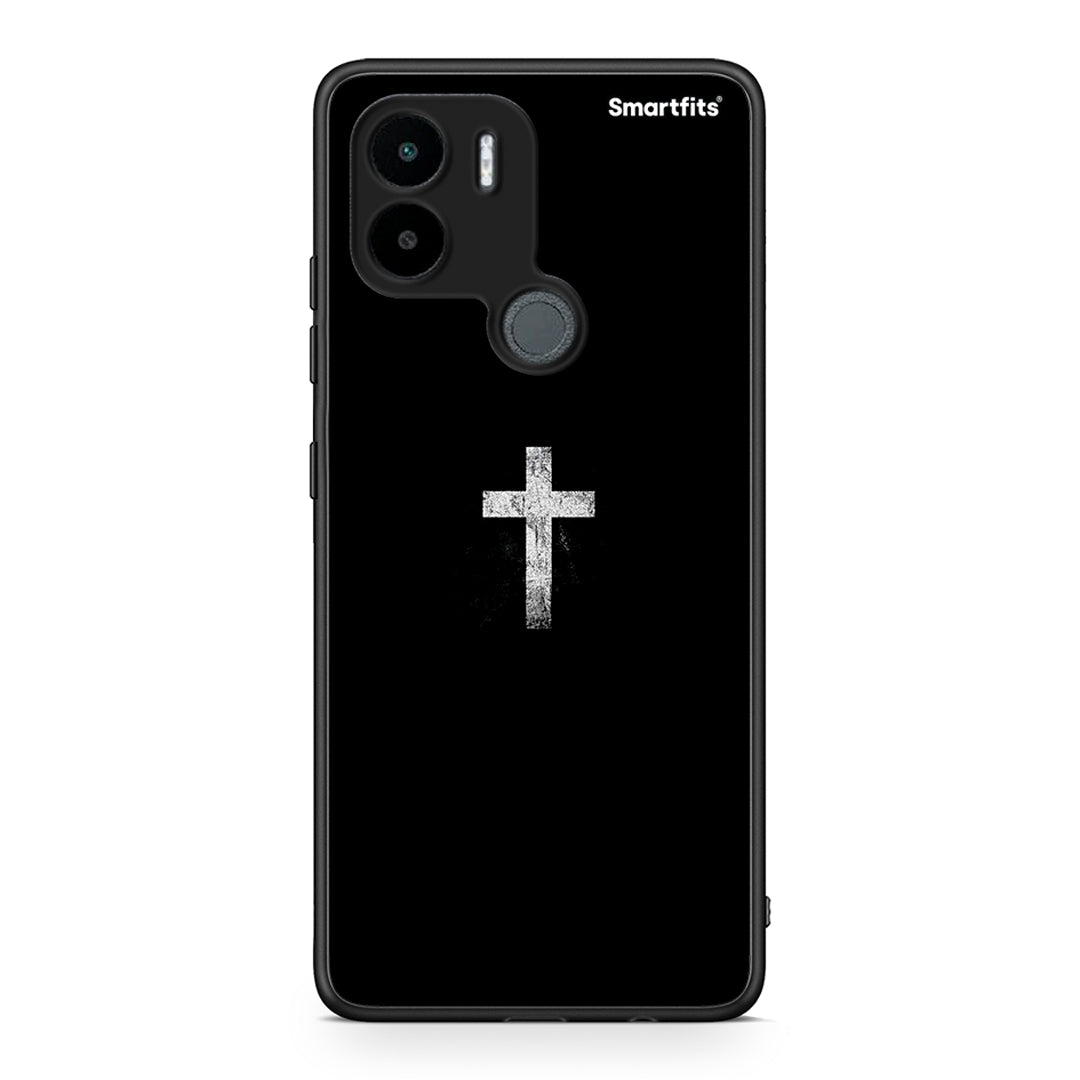 Θήκη Xiaomi Redmi A1+ / A2+ White Cross από τη Smartfits με σχέδιο στο πίσω μέρος και μαύρο περίβλημα | Xiaomi Redmi A1+ / A2+ White Cross Case with Colorful Back and Black Bezels