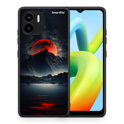 Θήκη Xiaomi Redmi A1 / A2 Red Full Moon από τη Smartfits με σχέδιο στο πίσω μέρος και μαύρο περίβλημα | Xiaomi Redmi A1 / A2 Red Full Moon Case with Colorful Back and Black Bezels