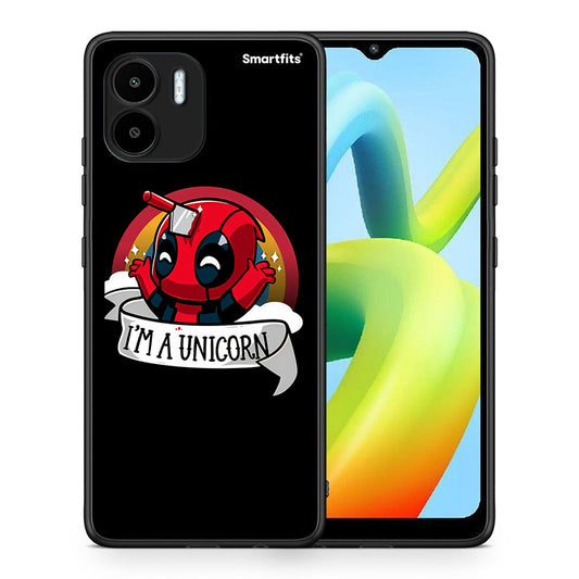 Θήκη Xiaomi Redmi A1 / A2 Unicorn Deadpool από τη Smartfits με σχέδιο στο πίσω μέρος και μαύρο περίβλημα | Xiaomi Redmi A1 / A2 Unicorn Deadpool Case with Colorful Back and Black Bezels