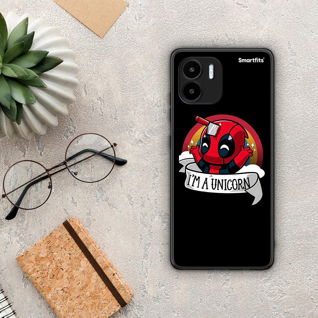 Θήκη Xiaomi Redmi A1 / A2 Unicorn Deadpool από τη Smartfits με σχέδιο στο πίσω μέρος και μαύρο περίβλημα | Xiaomi Redmi A1 / A2 Unicorn Deadpool Case with Colorful Back and Black Bezels