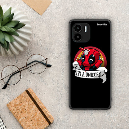 Θήκη Xiaomi Redmi A1 / A2 Unicorn Deadpool από τη Smartfits με σχέδιο στο πίσω μέρος και μαύρο περίβλημα | Xiaomi Redmi A1 / A2 Unicorn Deadpool Case with Colorful Back and Black Bezels