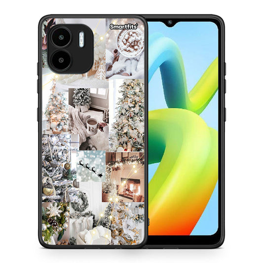 Θήκη Xiaomi Redmi A1 / A2 White Christmas από τη Smartfits με σχέδιο στο πίσω μέρος και μαύρο περίβλημα | Xiaomi Redmi A1 / A2 White Christmas Case with Colorful Back and Black Bezels