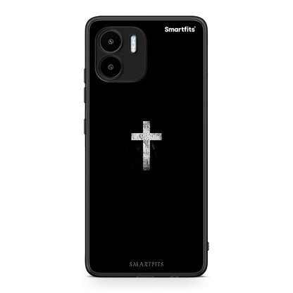 Θήκη Xiaomi Redmi A1 / A2 White Cross από τη Smartfits με σχέδιο στο πίσω μέρος και μαύρο περίβλημα | Xiaomi Redmi A1 / A2 White Cross Case with Colorful Back and Black Bezels