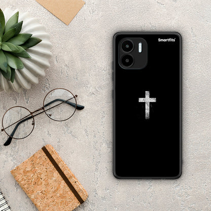 Θήκη Xiaomi Redmi A1 / A2 White Cross από τη Smartfits με σχέδιο στο πίσω μέρος και μαύρο περίβλημα | Xiaomi Redmi A1 / A2 White Cross Case with Colorful Back and Black Bezels